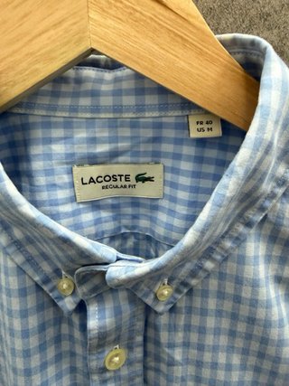 Camisa Lacoste Cuadros Azul Manga Larga