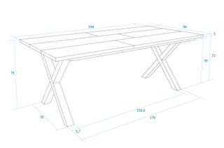 Mesa Comedor Roble Industrial 200cm