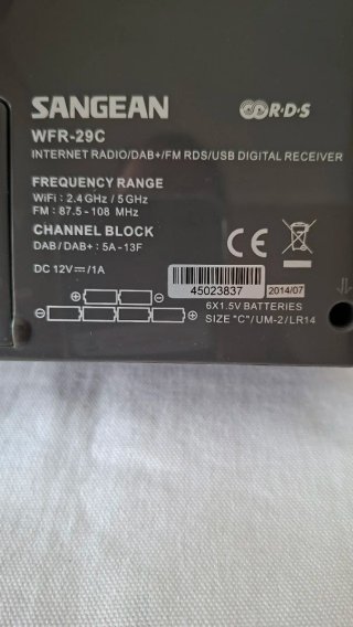 Radio Portátil Sangean WFR-29 DAB+ WiFi