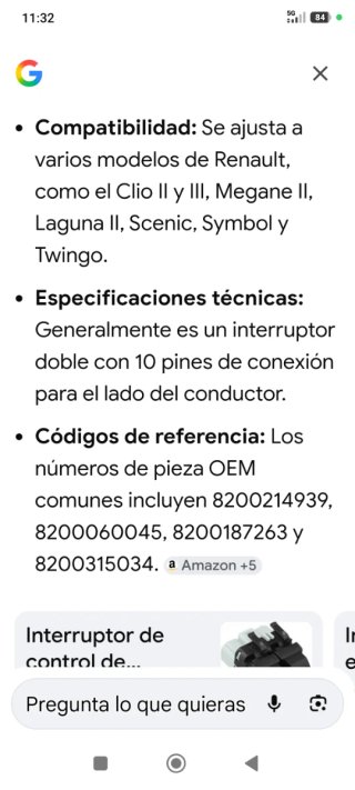 Interruptor Elevalunas Clio compatible+modelo