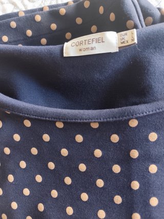 Vestido Cortefiel lunares azul y beige