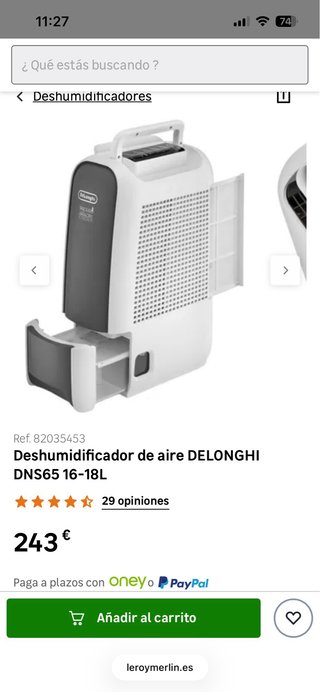 Deshumidificador DeLonghi TASCUGO ARIA DRY LIGHT