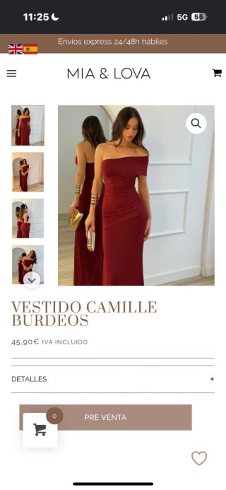 Vestido Camille Burdeos Mia & Lova