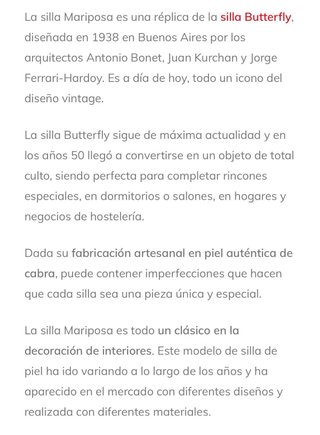 Silla Mariposa Clásica Piel