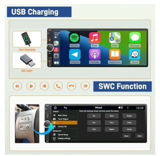 Radio Coche Pantalla Multimedia CarPlay 1 DIN