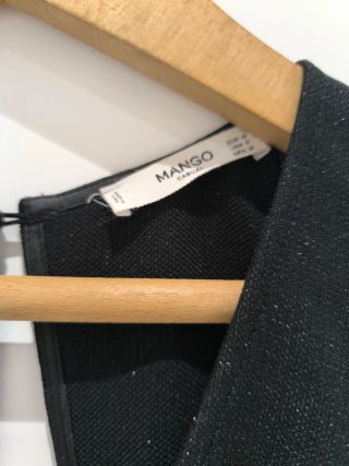 Vestido Mango Negro Brillo Talla M