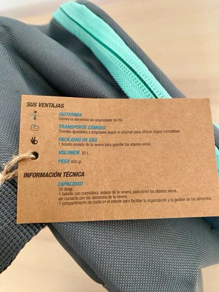Mochila Isotérmica 20L Gris y Turquesa