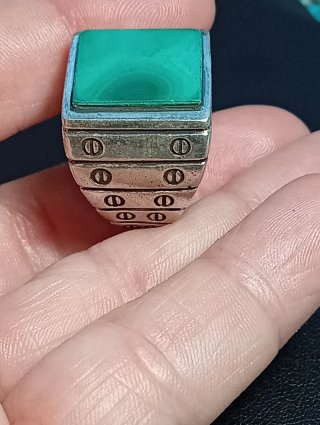 Anillo Plata Ley con Malquita