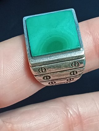 Anillo Plata Ley con Malquita