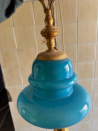 Lámpara colgante vintage turquesa opalina