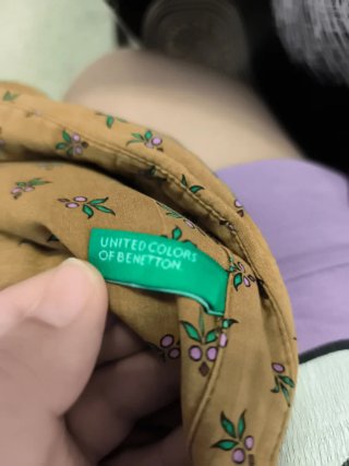 Camisa Benetton Beige/Marrón Estampada
