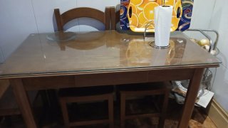 Mesa de cocina madera y cristal