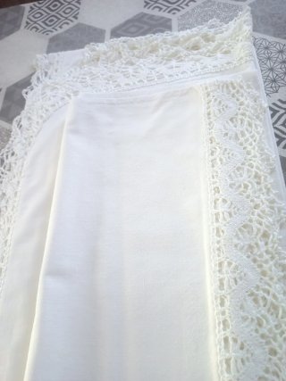 Juego sábanas 1,35 encaje crochet hecho a mano