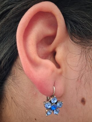 Pendientes flor azul y plata