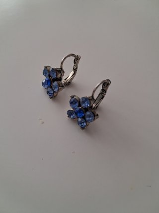 Pendientes flor azul y plata