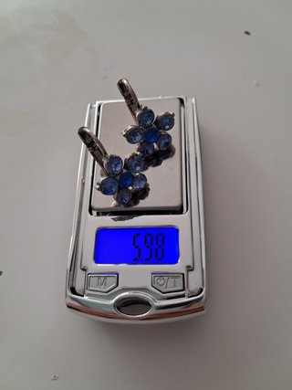 Pendientes flor azul y plata