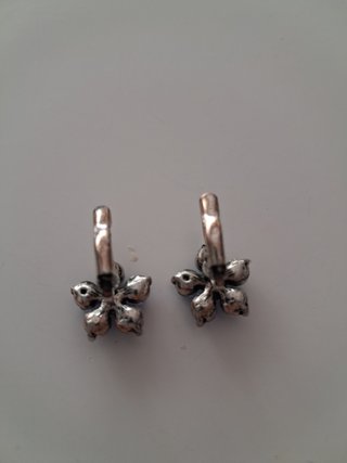 Pendientes flor azul y plata