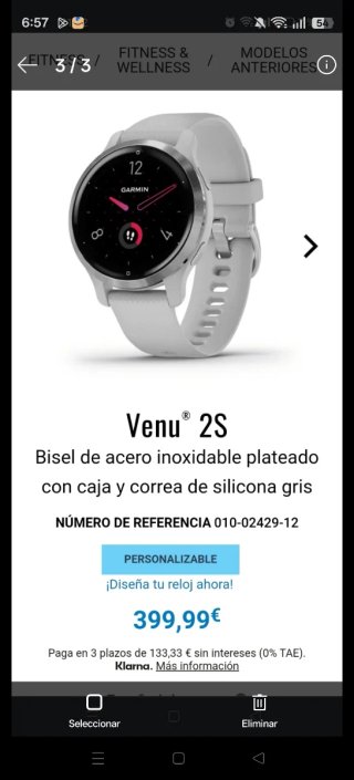 Smartwatch Garmin Venu 2s Beige/Plata