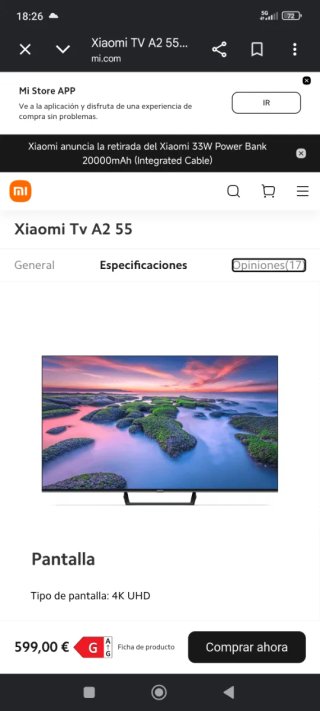 TV Xiaomi A2 55 Negra