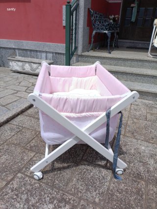 Minicuna bebé plegable rosa