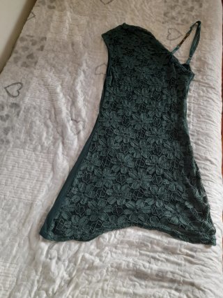 Vestito donna corto verde pizzo