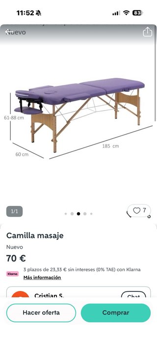 Camilla masaje