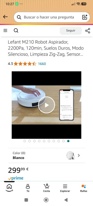 Robot Aspirador Blanco