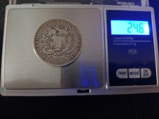 Moneda de Plata 5 Bolívares Venezuela 1889"Fuerte"