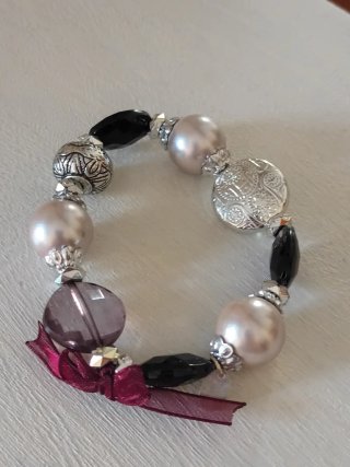 Pulsera LBVYR Perlas y Piedras Negras