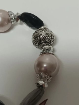 Pulsera LBVYR Perlas y Piedras Negras