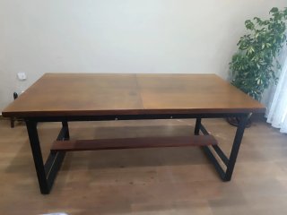Mesa industrial artesanal madera y metal
