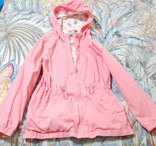 Parka niña Sfera rosa,interior estampado.Talla9-10