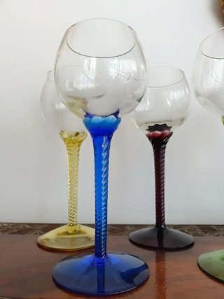 Conjunto 6 Copos Vidro Coloridos Torcidos