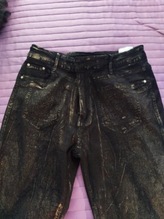 Pantalón mujer elástico brillante Talla M