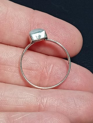Anillo Plata Ley Cuadrado Piedra Luna