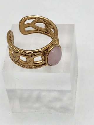 Anillo Chapado Oro Acero Quirúrgico Rosa Ajustable