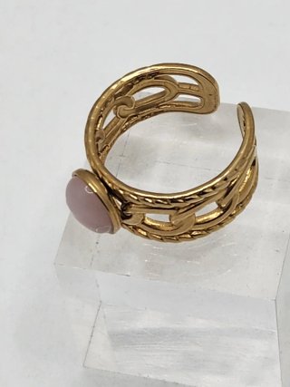 Anillo Chapado Oro Acero Quirúrgico Rosa Ajustable