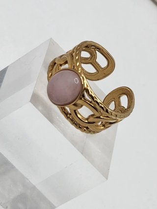 Anillo Chapado Oro Acero Quirúrgico Rosa Ajustable