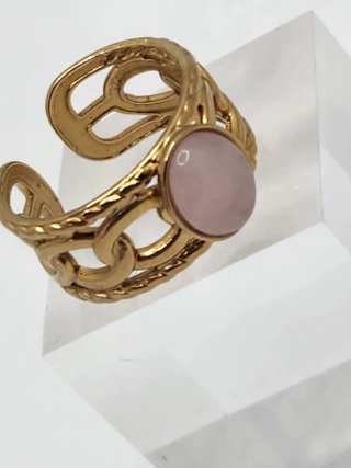 Anillo Chapado Oro Acero Quirúrgico Rosa Ajustable
