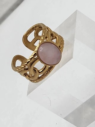 Anillo Chapado Oro Acero Quirúrgico Rosa Ajustable