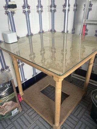 Mesa camilla con cristal