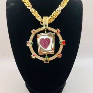 Colgante Oro Naipes Corazón Diamantes