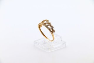 ANILLO PEQUEÑO CORONA CIRCONITAS BLANCAS. Oro 18k.
