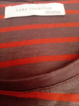Camiseta Zara Rayas Marrón y Naranja