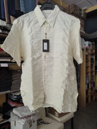 Camisa manga corta hombre beige talla 42