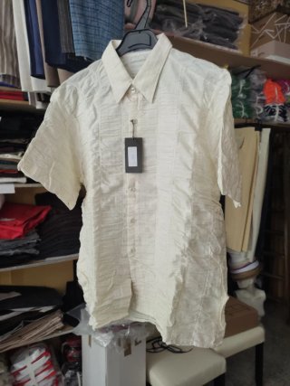 Camisa manga corta hombre beige talla 42
