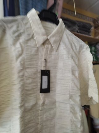 Camisa manga corta hombre beige talla 42