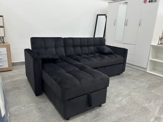 Sofá Cama Chaise Longue Negro Terciopelo