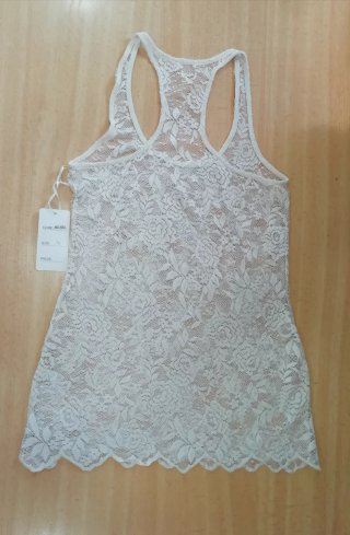 Camiseta nadadora encaje beige talla M