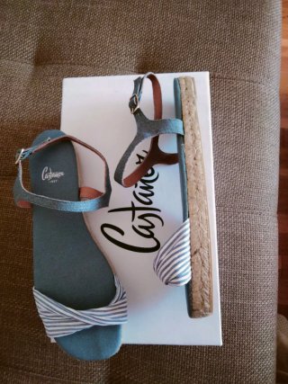 Sandalias Castañer Azul y Blanco